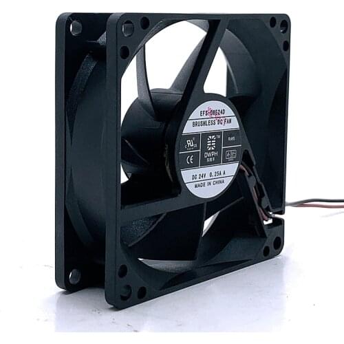 80mm 24V Cooling Fan EFS-08E24D DWPH 80*80*25mm DC24V 0.25A 2 wires DC Case Fan 8cm Sever Inverter Cooling Fan