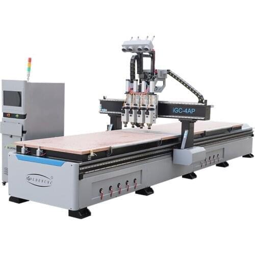 Automatic cnc woodworking four spindle heads wooden door router kitchen cabinets processing furniture making machine