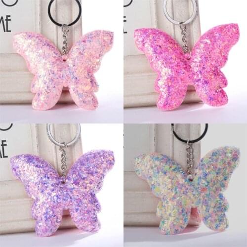Sequins Keyring Pendants Cat Star Butterfly Pig Heart Mermaids Unicorn Keychain For Women Bags Car Key Phone Accessories Gifts