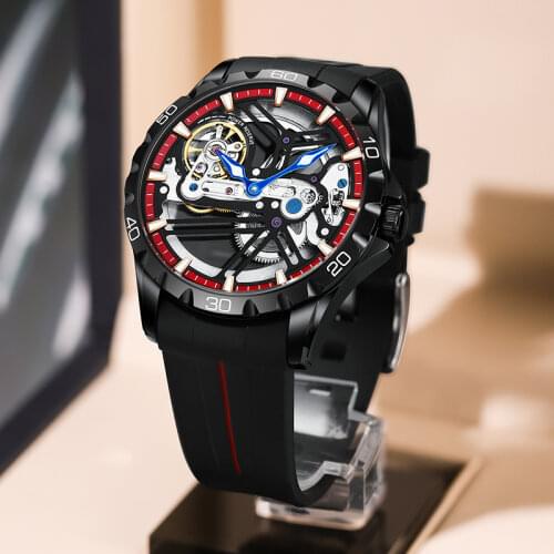 AILANG watch mens automatic mechanical watch simple fashion luminous waterproof double-sided hollow new mens watch