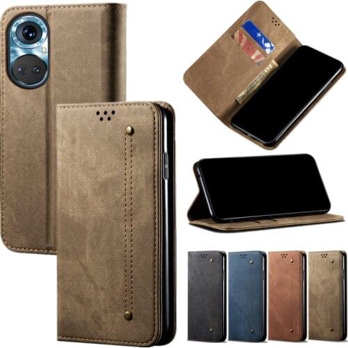 For Huawei Honor 50 Pro Phone Case PU Leathe Filp Wallet Cover for Honor 30S 9C 9X Lite X10 20i 10i 20s Denim Pattern Fundas