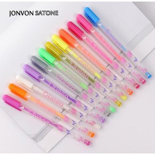 Jonvon Satone 24p Color Gel Pen Korean Stationery Color Painting Cute Pen Stationery Offices School Supplies Gift Kawaii Escolar