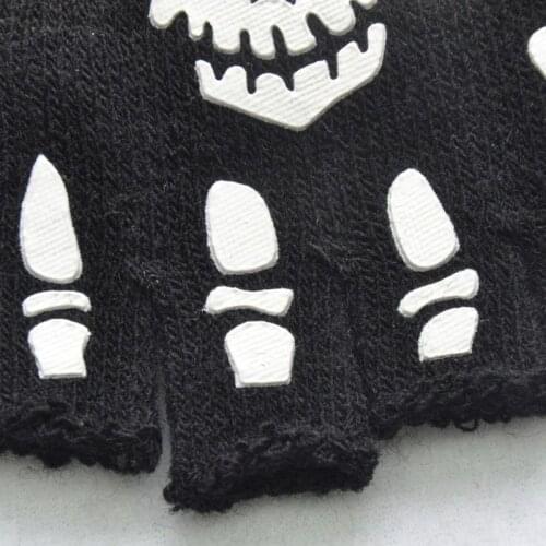 Kids Halloween Cosplay Skeleton Half Finger Gloves Luminous Fingerless Mittens
