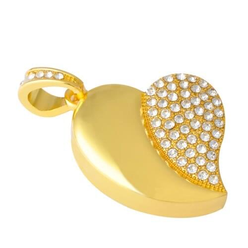 Gold Crystal Heart 64GB 32GB 16GB Jewelry Usb Flash Drive 1TB 2TB Jewelry Flash Card Memory Stick Pen Drive Gift Gadget Pendrive