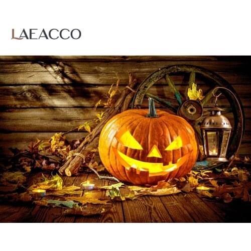 Photographic Backdrop Old Wooden Wheel Wood Floor Evil Pumpkin Halloween Festivals Child Baby Kid Portrait Photo Backgrounds