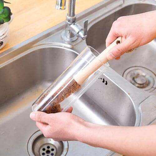 Cleaning Tool Long Wooden Handle Cup Brush For Deep Cleaning Of Stains On The Bottom Of The Cup Simple Clean Vacuum Cup Brush