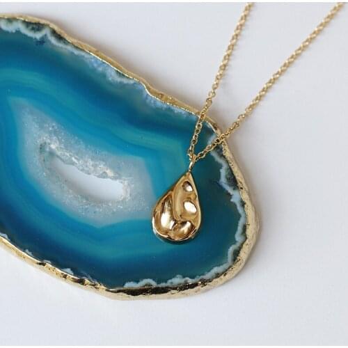 Titanium Stainless Steel 18 K Gold Jewelry Lava Shape Pendant Necklace Woman Fashion Accessory Never Fade washable Top Quality