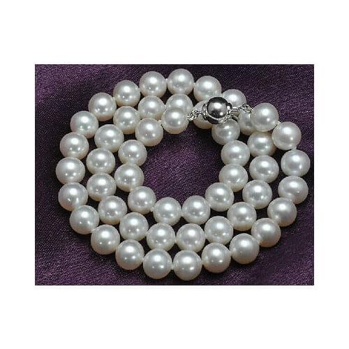 Classic AAA 10-11mm south sea round white pearl necklace 18inch >Selling jewerly free shipping