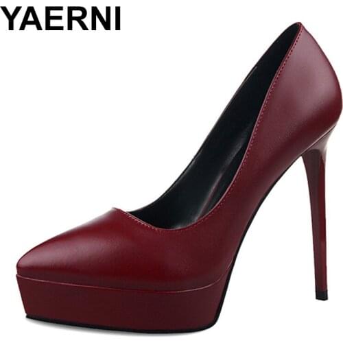 YAERNI 2021fashion simple sexy womens high heels show thin thin thin heel super high heels pointed platform womens single shoe
