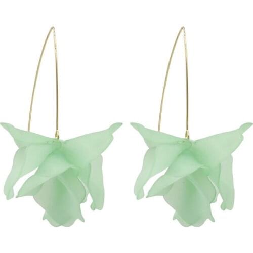 2021 Fashion Jewelry New Trend Korean Gold Plated Piercing Resin Flower Earrings Femme Brincos Long Stud Earrings For Women