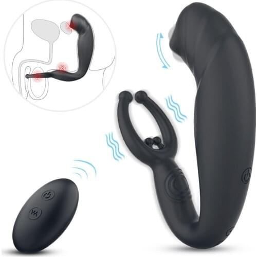 Male Prostate Massage Vibrator Anal Plug Testicular Massage Stimulator Butt Delay Ejaculation Ring Adult Sex Toys for Gay Men