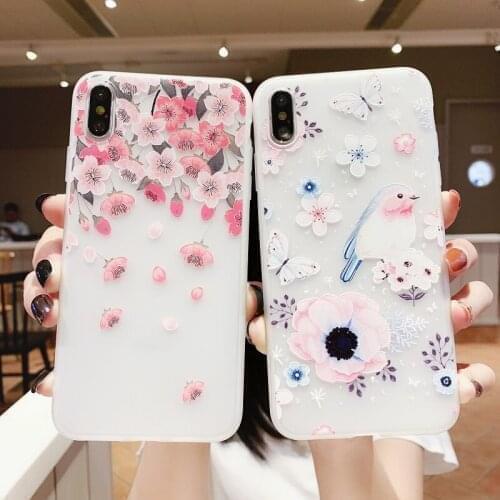 Flower Soft TPU Case For Huawei P40 Lite E Nova 7i 7 6 5T 5 5i 4 3 3i SE Pro Relief Floral Phone Holder Cover