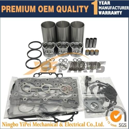 D1005 3 Cylinder Rebuild Kit for Kubota Engine B2320DTN B2320DWO B2320HSD repair kit