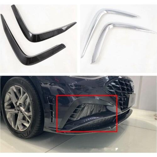 Fit For Hyundai Sonata 2020 Car Front Fog light Eyelid Catch Trim Cover Carbon fiber Styling Chrome ABS Car-Styling Sticker