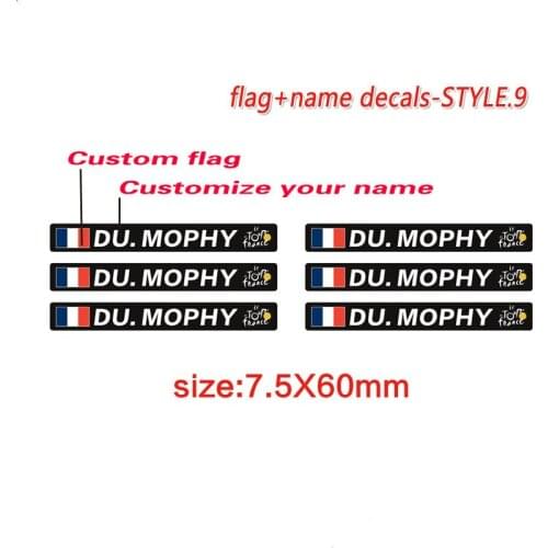 Riader Name Sticker Tourde France Flag and name road bike frame logo personal name decals custom bicycle rider ID stickers