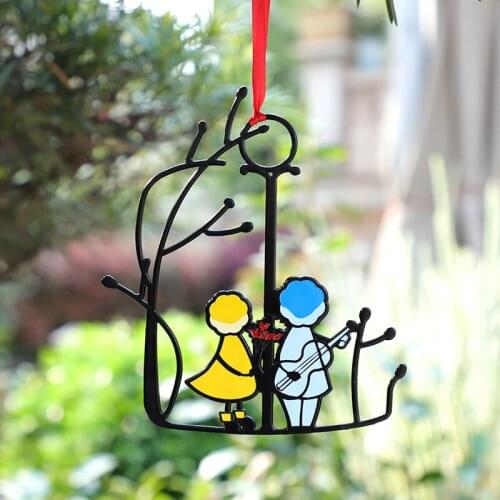 Wall Pendant Suncatcher Art Window Hangings Angels Couple Love Home Decoration Crafts Wind Chimes Hanging Ornament Gift 2021