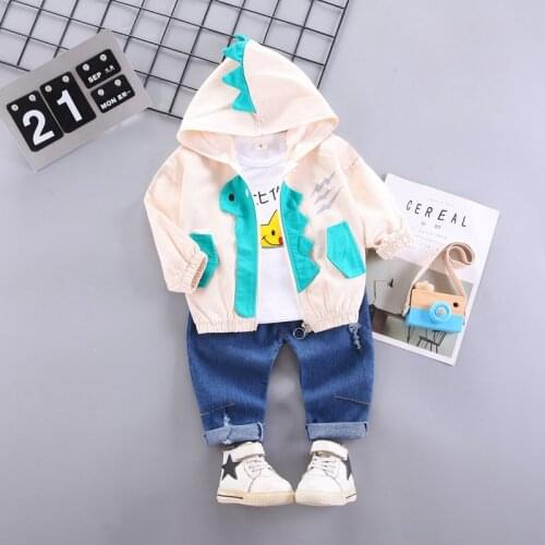 Autumn Children Casual Clothes Baby Boys Girls Cartoon Coat Jacket T Shirt Pants 3Pcs/sets Kids Infant Tracksuit 1 2 3 4 YEARS