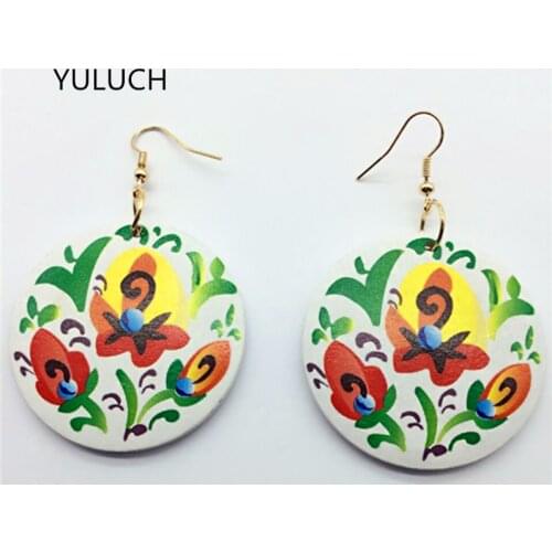 Pair good african red green brown color earrings new design quality wood porcelain earrings Latest new arrival