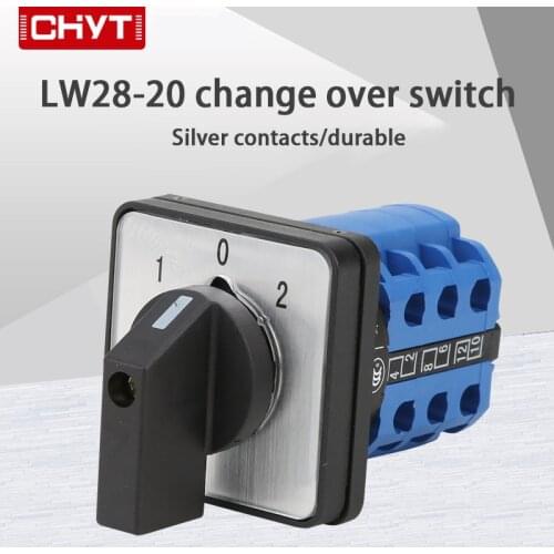 Manufacturer AC Transfer Switch LW28-20 660V 20A 2 Poles 1/2/3 Position Rotary Cam On-Off-On Elecrical Change Over Switch