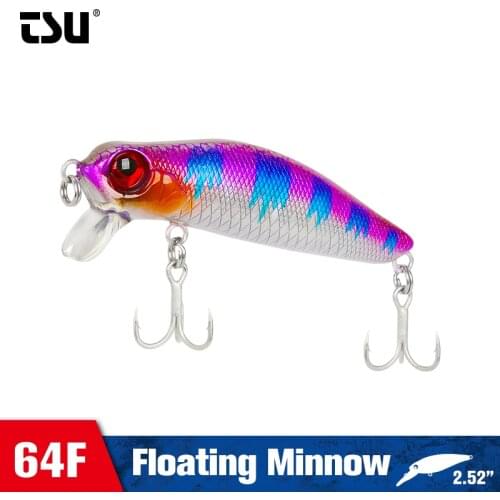 TSURINOYA 64F Floating Minnow Tungsten Weight System DW71 64mm 6.4g Fishing Lure Shallow Crank Bait Wobbler Seabass Jerkbait
