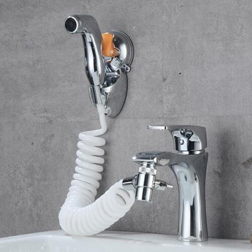 Silver Zinc Alloy Handheld Shampoo Extension Hose Shower Faucet Sprayer Set Bathroom Accessories Household Hand-held Nozzle Set