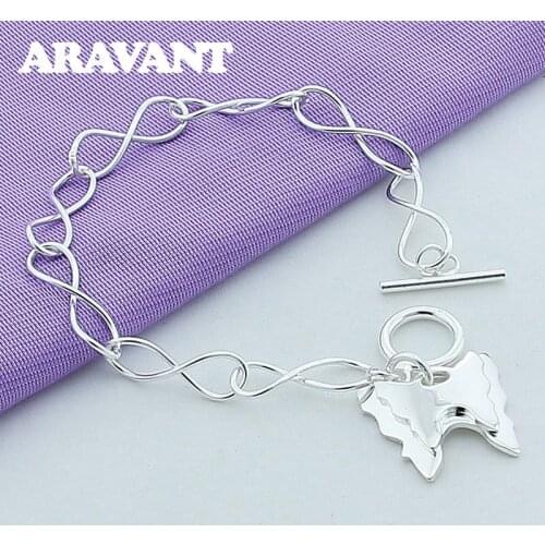 Silver 925 Jewelry Beautiful Butterfly Twist Chain Bracelet For Women Fashion Wedding Jewelry
