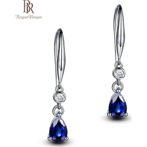 Bague Ringen Silver 925 Jewelry Earrings Sapphire Siver Korean Ear Jewelry Purple/Blue/Yellow Color Party Dating Gift Wholesale