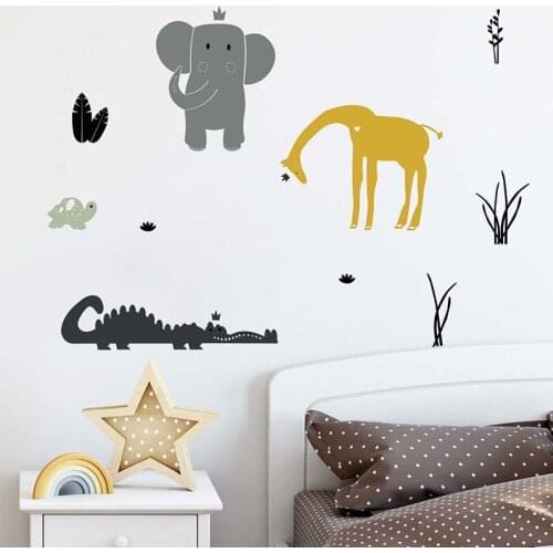Nordic style cartoon animals wall stickers for kids rooms baby room kindergarten wall decor removable pvc wall decals home decor