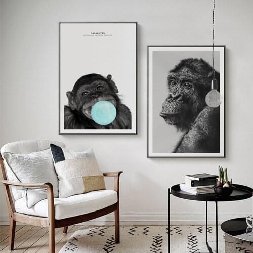 Nordic Thinking Monkey Wall Posters And Prints Modern Animals Pop Art Canvas Prints Chimpanzee Wall Pictures For Kids Room Decor