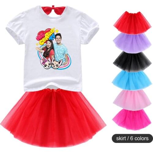 New Children Baby Girls Cartoon Me Contro Te Clothing Sets Girl Tutu Dresses T-Shirt+Skirts 2PCS Sets Cute Kids Costumes Suits