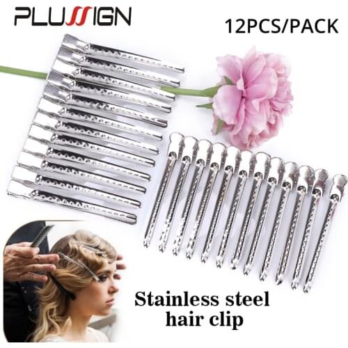 Plussign 12Pcs Large Aligator Hair Clips For Styling Salon Sectioniong Tools Non Slip Duckbill Metal Clips HairdresserS Tools