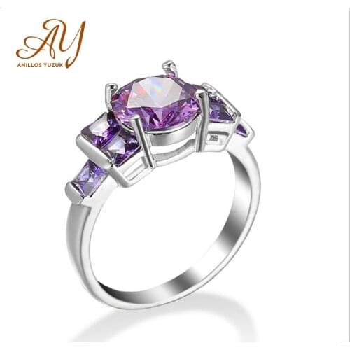 Anillos Yuzuk New Solid 925 Sterling Silver Rings For Women Created Pouple Gemstone Ring Wedding Engagement Band Fine Jewelry