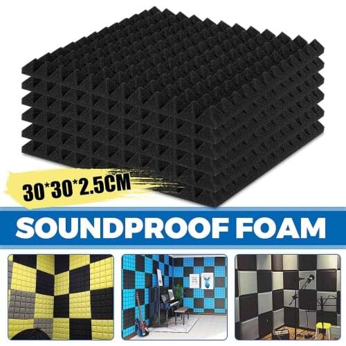 6/12/18PC Soundproof Foam Panels Sound Absorption Pyramid Studio Sound Treatment 30x30x2.5cm Acoustic Foam Wall Tiles