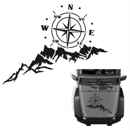 1pc Car Sticker Graphics Decals Body Hood Decal Navigation Compass Mountain Exterior Accessories For Car Camper RV