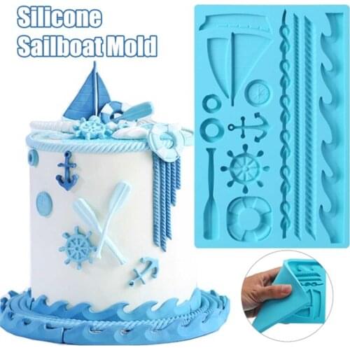 1 piece ship anchor shape fondant mold silicone paddle wave cake mold DIY cake glue paste cup cake chocolate decoration tool