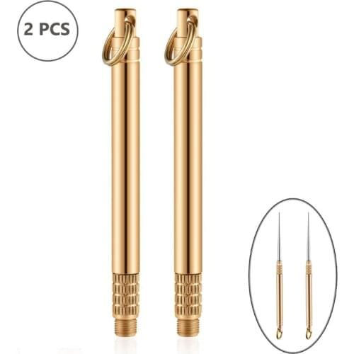 2 Pieces Pocket Titanium Warehouse Toothpick Holders Waterproof Multi-function Fruit Fork for Outdoor Picnic and Camping