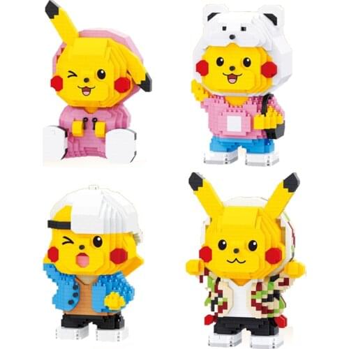 Pokemon Building Blocks Toys Mini Bricks Pikachu Anime Toy Diamond Doll Elf-Ball Pocket Monster Action Figure Children Toy