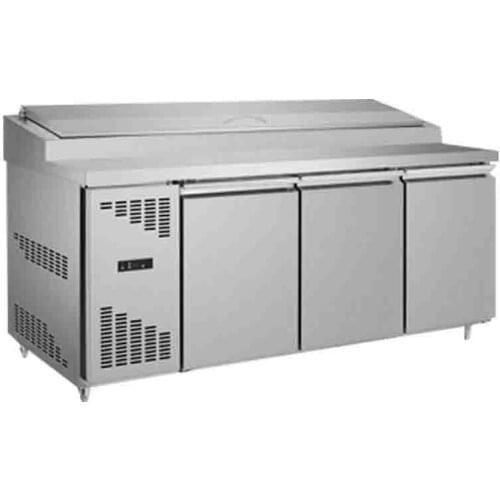 220 V Three door refrigerator pizza freezing table commercial pizza fresh keeping table salad table refrigerator freezer 380W
