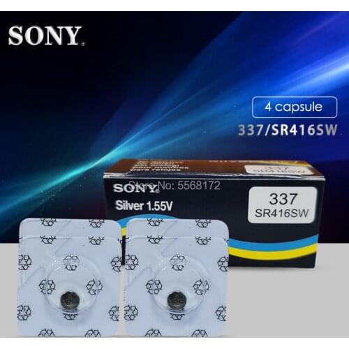 4pcs Single grain packing Sony Original 1.55V 337 SR416SW Silver Oxide Watch Battery Button Coin Cell MADE IN JAPAN