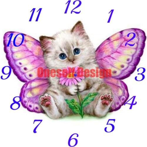 5d diamond painting clock cat diamond mosaic sale clock cat rhinestone pictures diamond embroidery full wall sticker diy frame