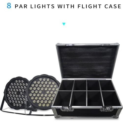 8pcs 54X3W RGBW LED Par Light DMX512 controller led disco DJ equipment 25 degrees 4/8 Channels with 8 in 1 flight case