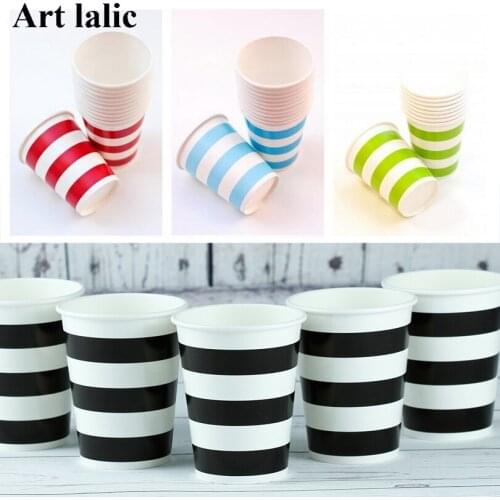 8Pcs Colorful Stripes Candy Party Cups Paper Tableware Wedding Birthday Xmas Decoration Event Party Supplies CP093