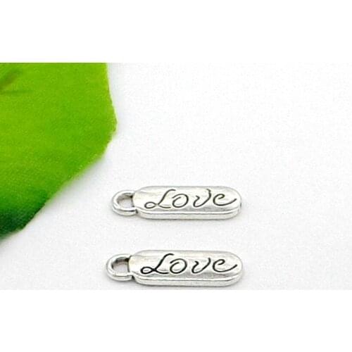 Free Ship 50Pcs Tibetan Silver Love Charms Pendant Fit Bracelet 20x7mm