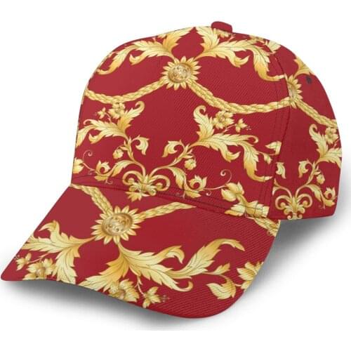 Noisydesigns Hot Summer Men Baseball Caps Hats For Women Snapback Lady Adjustable Luxury Europe Golden Retro Flower Dropship