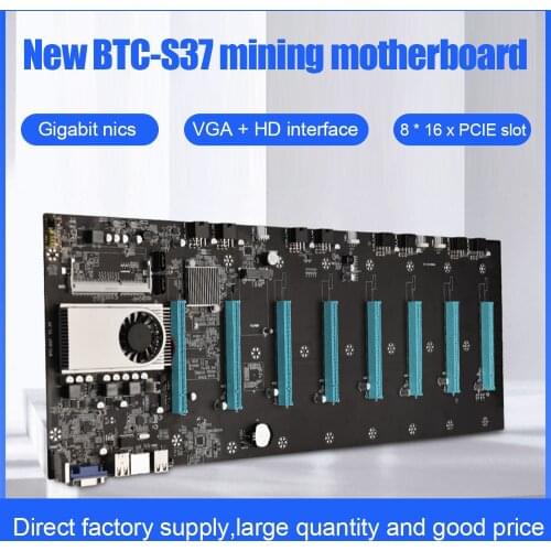 BTC-S37 Mining Machine Motherboard 8 PCIE 16X Graphics Card SODIMM DDR3 SATA3.0 Support VGA + HDMI-Compatible Dropshipping