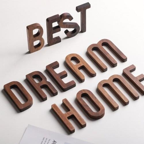 Black Walnut Wooden Alphabet Letters, Wood Wall Decor,DIY Decoration for Home Bedroom Office Wedding Party
