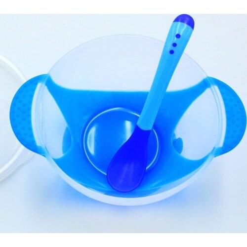 Baby Feeding Tableware Children Plate Sucker Bowl Toddler Baby Kids Child Feeding Lid Training Bowl with Spoon Learnning baby