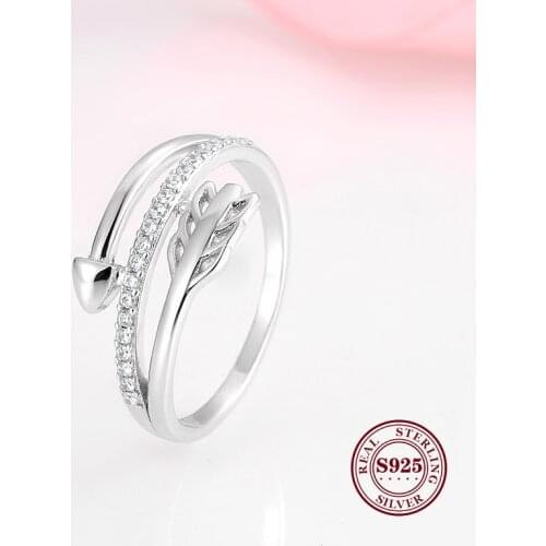 Romantic Valentines Day Gift Cupids Arrow 925 Sterling Silver Ring Stackable Finger Ring For Women Sterling Silver Wedding Gift