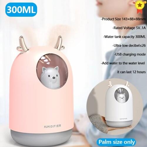 Home Bass 300ml Air humidifier Essential Oil Diffuse eliminate clean air Care for skin Nano spray technology 7 color lights USB