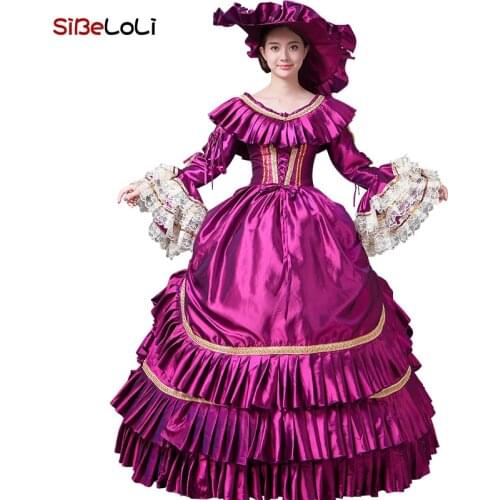 Purple Lolita Southern Belle Masquerade Dresses Medieval Historical Victorian Ball Gowns Women Theater Costumes
